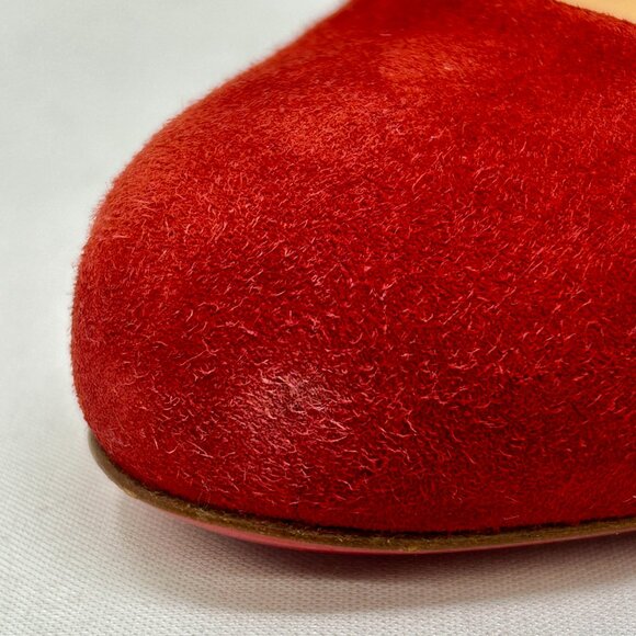 CHRISTIAN LOUBOUTIN Red Suede Pumps - Picture 7 of 10